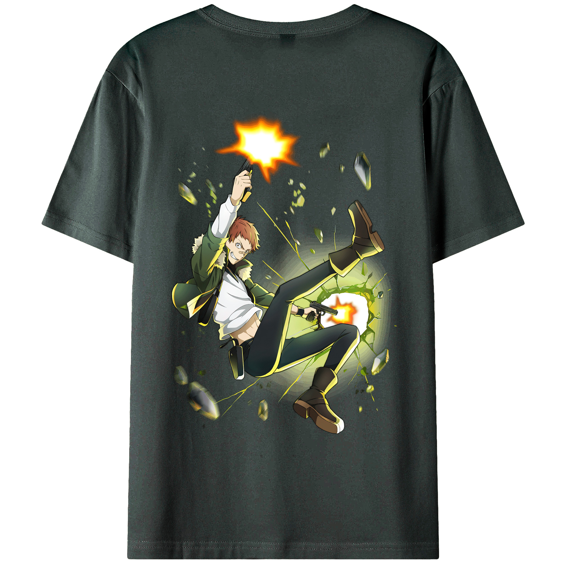 （画像用） 文豪ストレイドッグス Bungo Stray Dogs 綿100％ メンズ半袖Tシャツ（バックプリント） 通気性